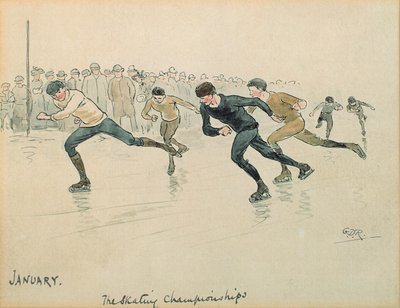 The Month of January: Ice-skating by George Derville Rowlandson